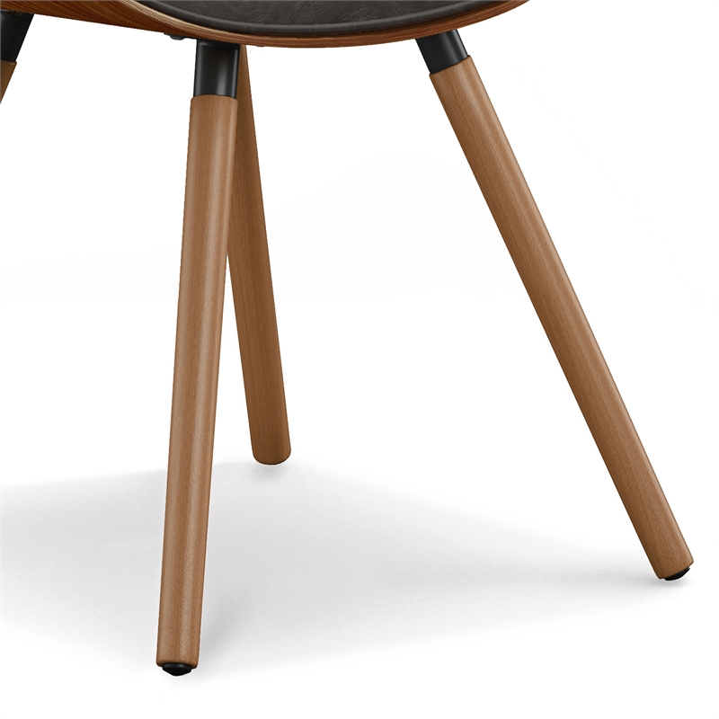 Pemberly Row Mid-Century Modern Dining Chair in Distressed Brown Faux Leather