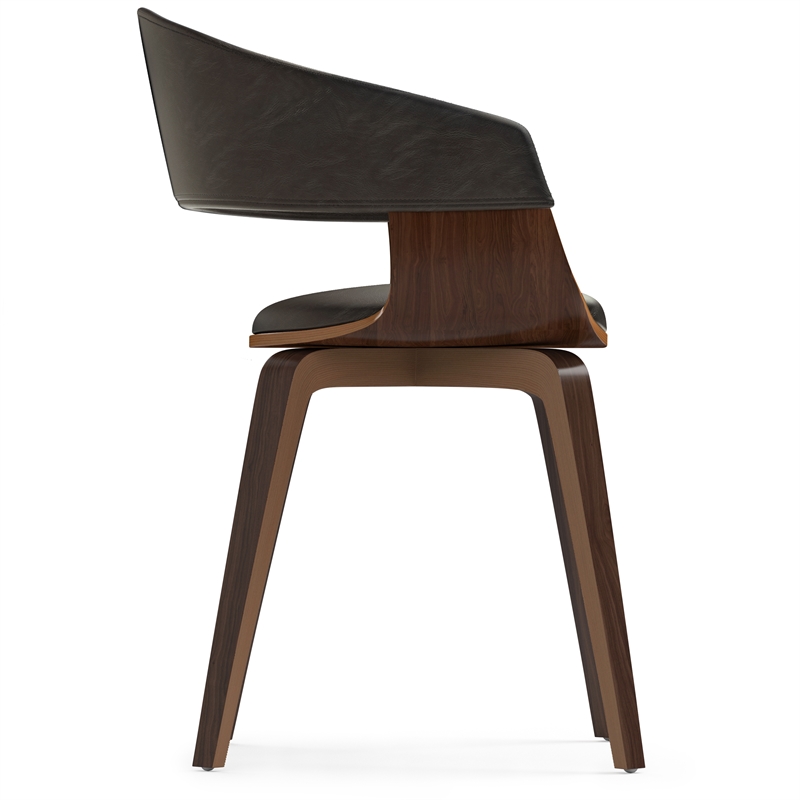 Pemberly Row Modern Bentwood Dining Chair in Distressed Brown Vegan Faux Leather