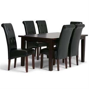 Pemberly Row 7 -Piece Wood Dining Set with 6 Dining Chairs in Black