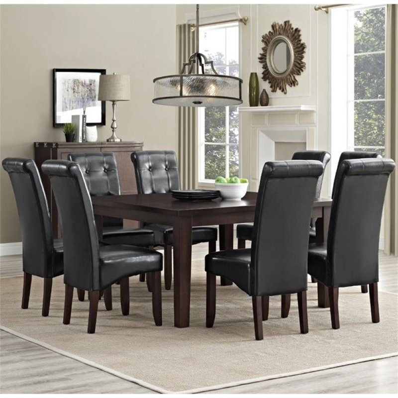 Pemberly Row 9 -Piece Wood Dining Set with 8 Dining Chairs in Black