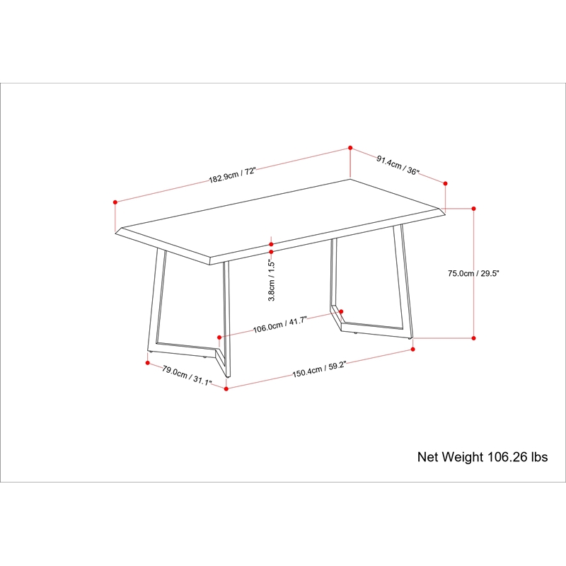 Pemberly Row Solid Wood & Metal72x36