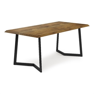 Pemberly Row Solid Wood & Metal72x36&quotDiningTable w/ Inverted Base in Light Brown