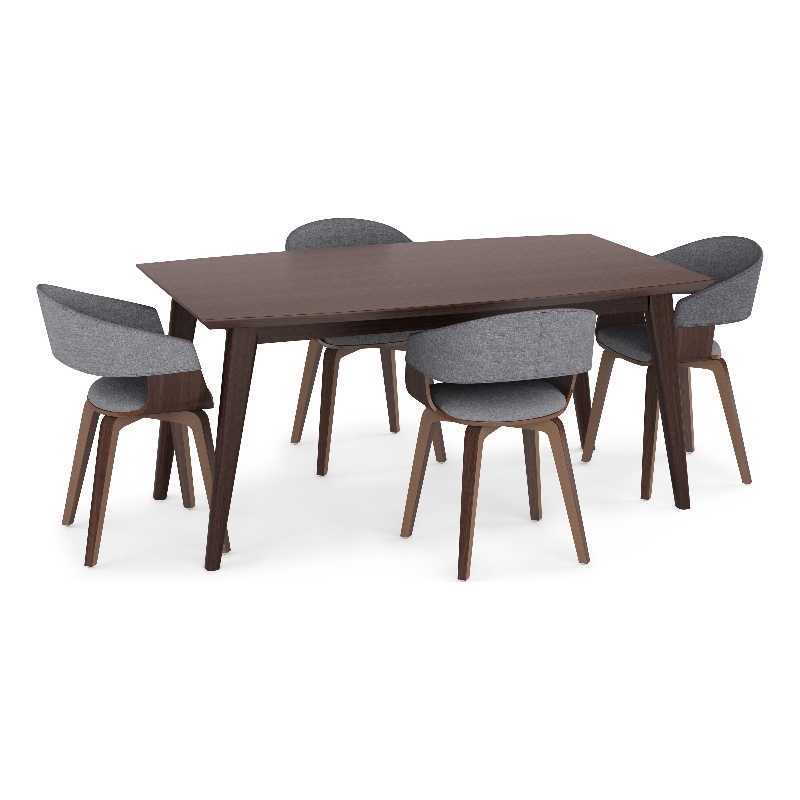 Pemberly Row 5Pc Dining Set w/ 4Bentwood Dining Chairs in Gray & 66