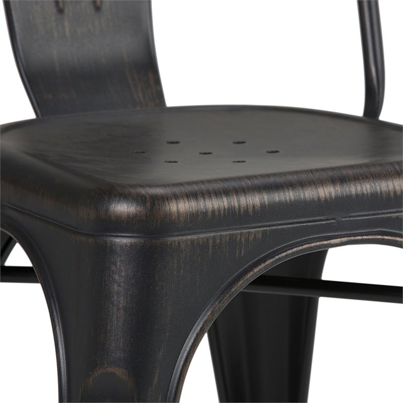 Pemberly Row Modern Metal Dining Side Chair in Black (Set of 2)