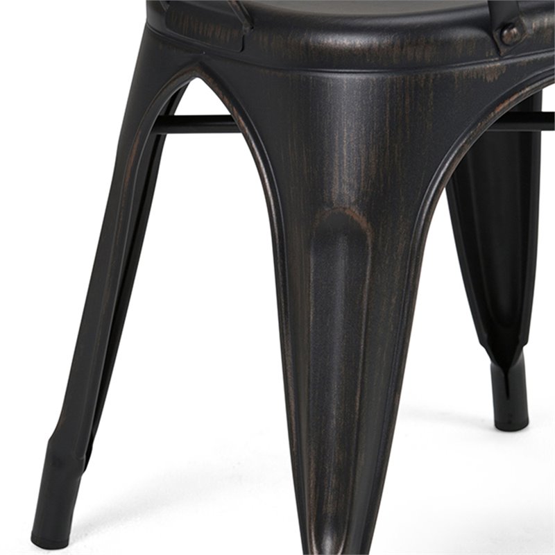 Pemberly Row Modern Metal Dining Side Chair in Black (Set of 2)