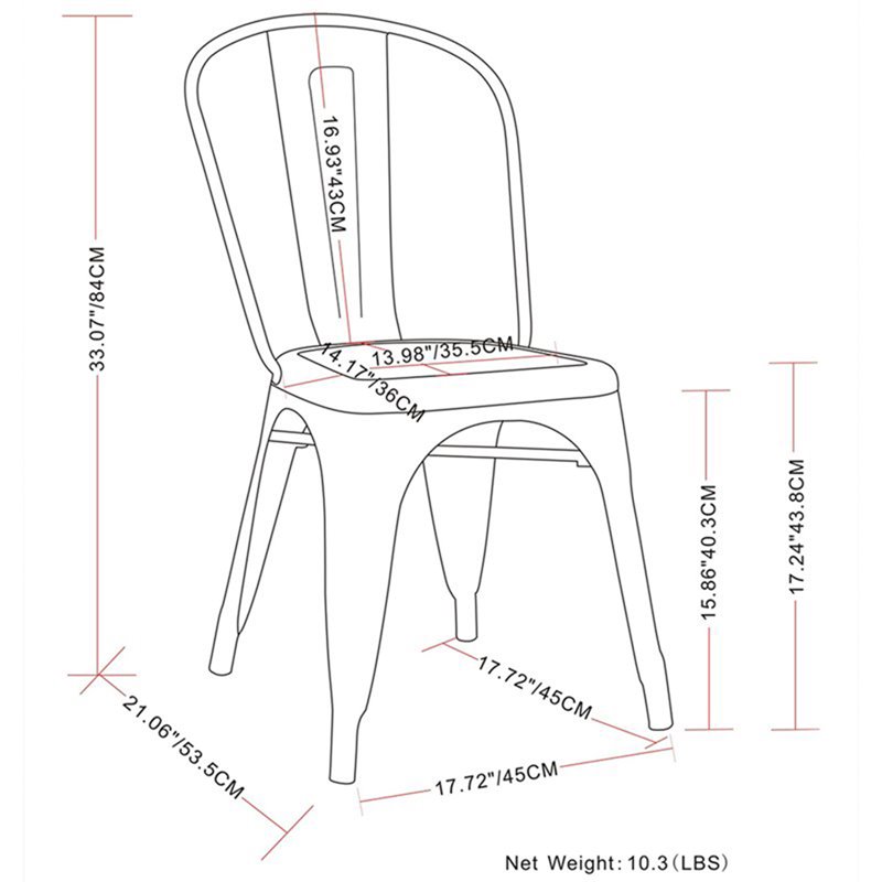 Pemberly Row Modern Metal Dining Side Chair in Black (Set of 2)