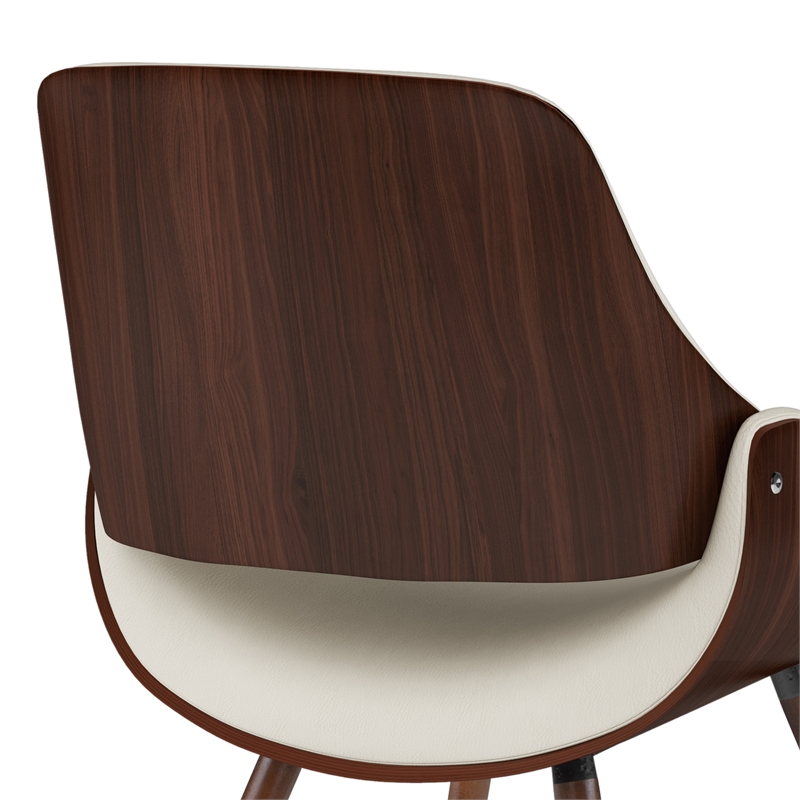 Pemberly Row Modern Bentwood Dining Chair in Cream Faux Leather