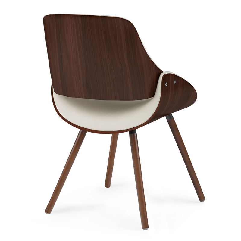 Pemberly Row Modern Bentwood Dining Chair in Cream Faux Leather