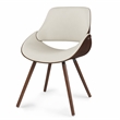 Pemberly Row Modern Bentwood Dining Chair in Cream Faux Leather