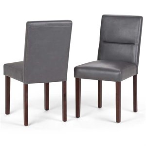 Pemberly Row Dining Chair in Stone Gray Faux Leather (Set of 2)