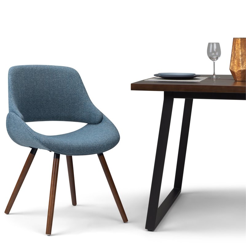 Pemberly Row Modern Solid Wood Dining Chair in Denim Blue Finish