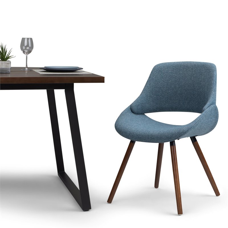 Pemberly Row Modern Solid Wood Dining Chair in Denim Blue Finish