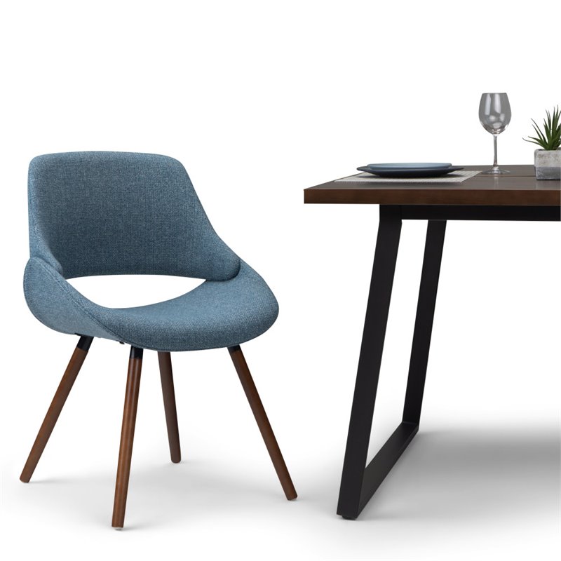 Pemberly Row Modern Solid Wood Dining Chair in Denim Blue Finish