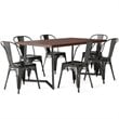 Pemberly Row Modern Solid Wood 7 Piece Watkins Dining Set in Black