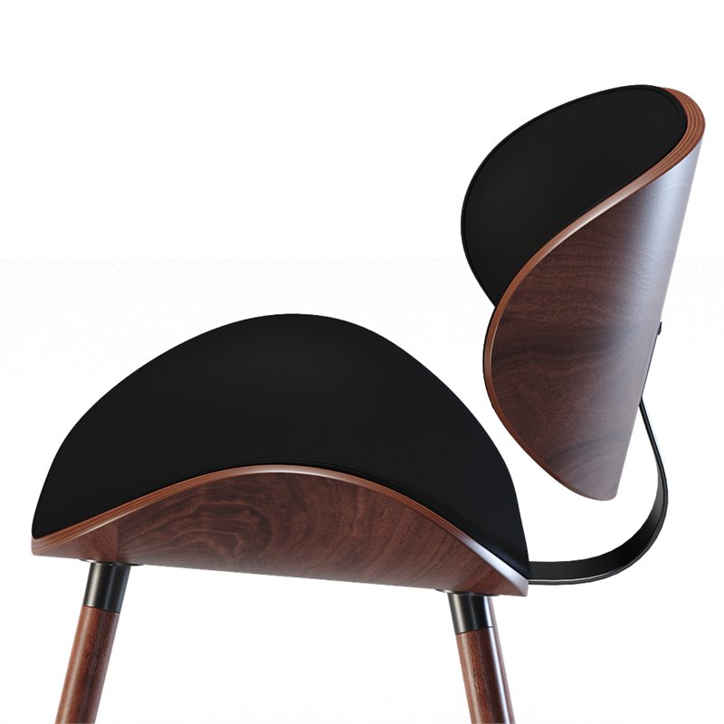 Pemberly Row Mid-Century Modern Faux Leather Dining Chair in Black