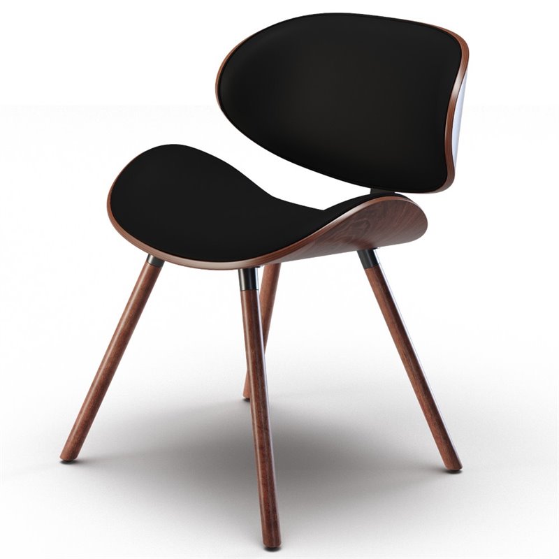 Pemberly Row Mid-Century Modern Faux Leather Dining Chair in Black