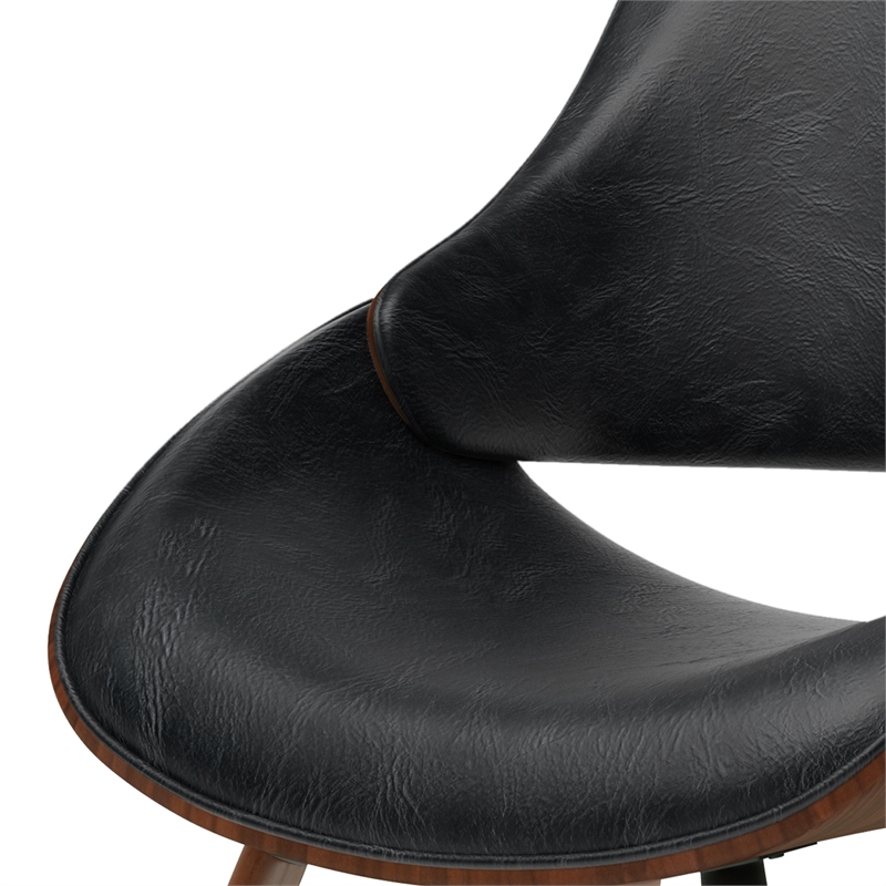 Pemberly Row Bentwood Dining Chair in Distressed Black Faux Leather