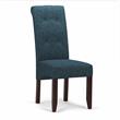 Pemberly Row Tufted Chair (Set of 2) in Denim Blue Linen Look Fabric