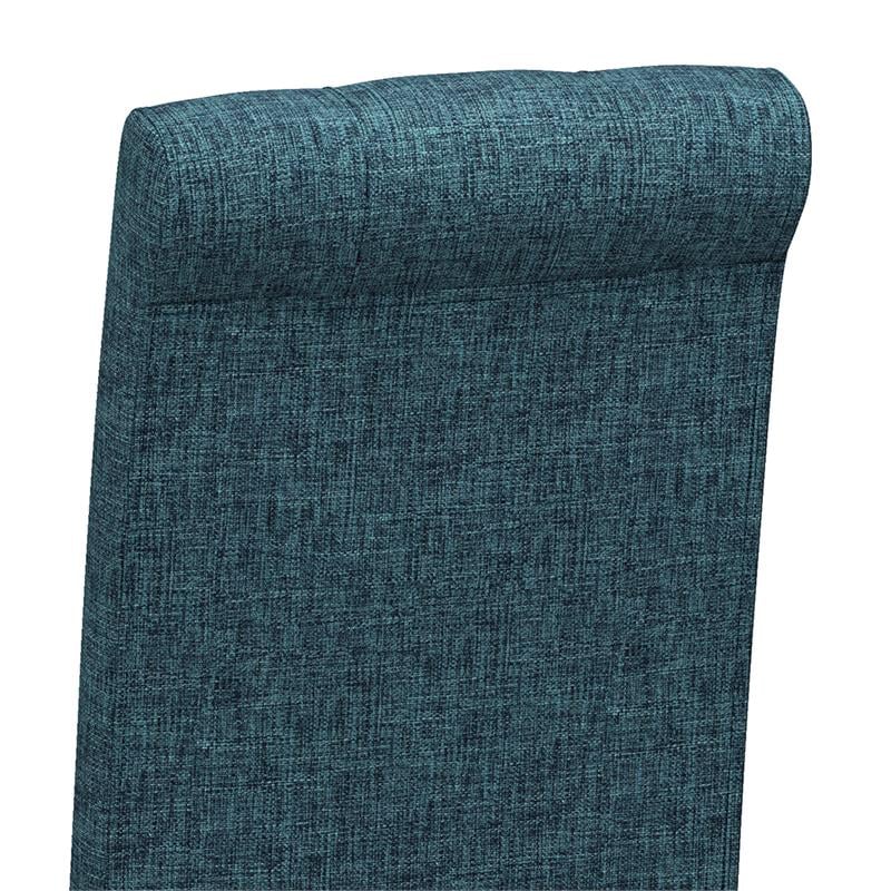 Pemberly Row Tufted Chair (Set of 2) in Denim Blue Linen Look Fabric