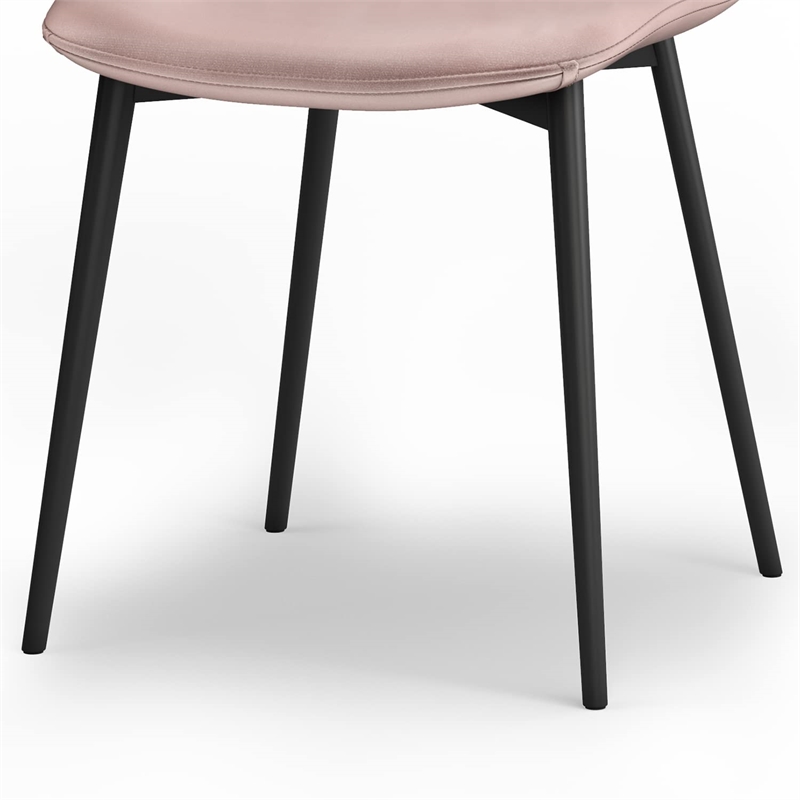 Pemberly Row Draper 7 Piece Dining Set in Rose and 66 inch Wide Table