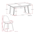 Pemberly Row Draper 7 Piece Dining Set in Rose and 66 inch Wide Table