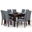 Pemberly Row 9 Pc Dining Set with 8 Chairs in Stone Gray Faux Leather