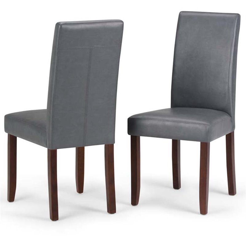 Pemberly Row 9 Pc Dining Set with 8 Chairs in Stone Gray Faux Leather