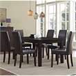 Pemberly Row 7 Pc Dining Set with 6 Chairs in Tanners Brown Faux Leather