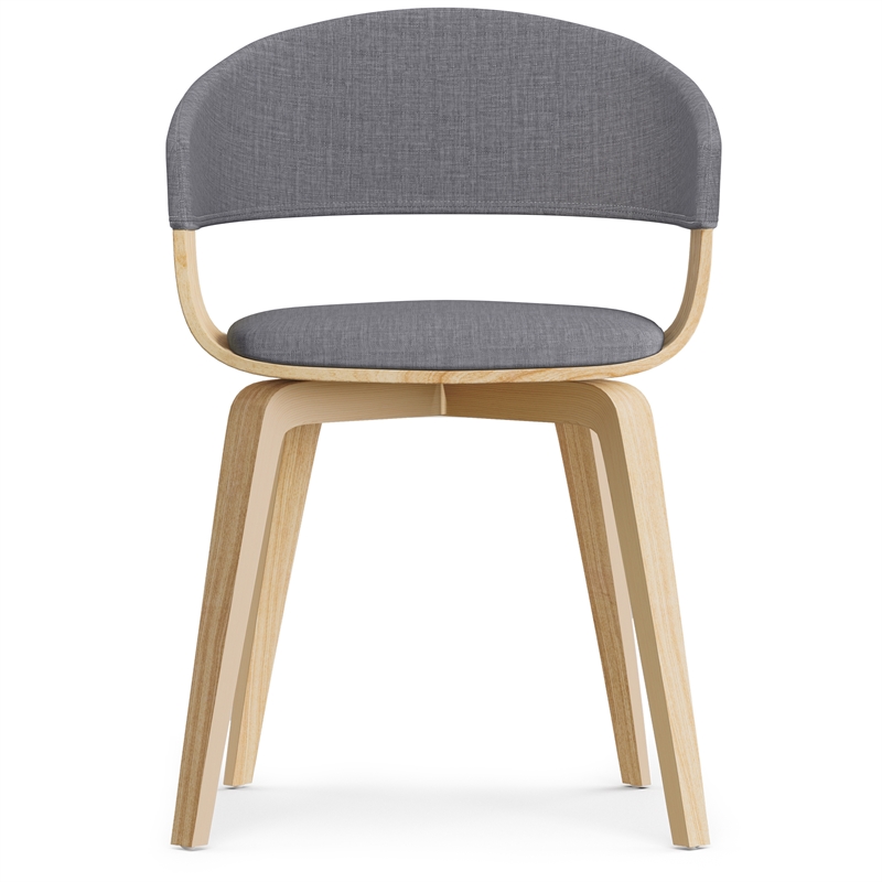 Pemberly Row Bentwood Dining Chair with Light Wood in Gray Polyester linen
