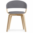 Pemberly Row Bentwood Dining Chair with Light Wood in Gray Polyester linen