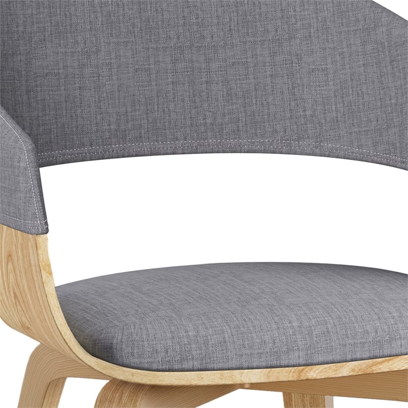 Pemberly Row Bentwood Dining Chair with Light Wood in Gray Polyester linen