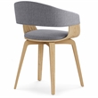 Pemberly Row Bentwood Dining Chair with Light Wood in Gray Polyester linen