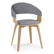Pemberly Row Bentwood Dining Chair with Light Wood in Gray Polyester linen
