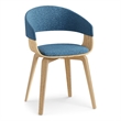 Pemberly Row Bentwood Dining Chair with Light Wood in Blue Polyester linen