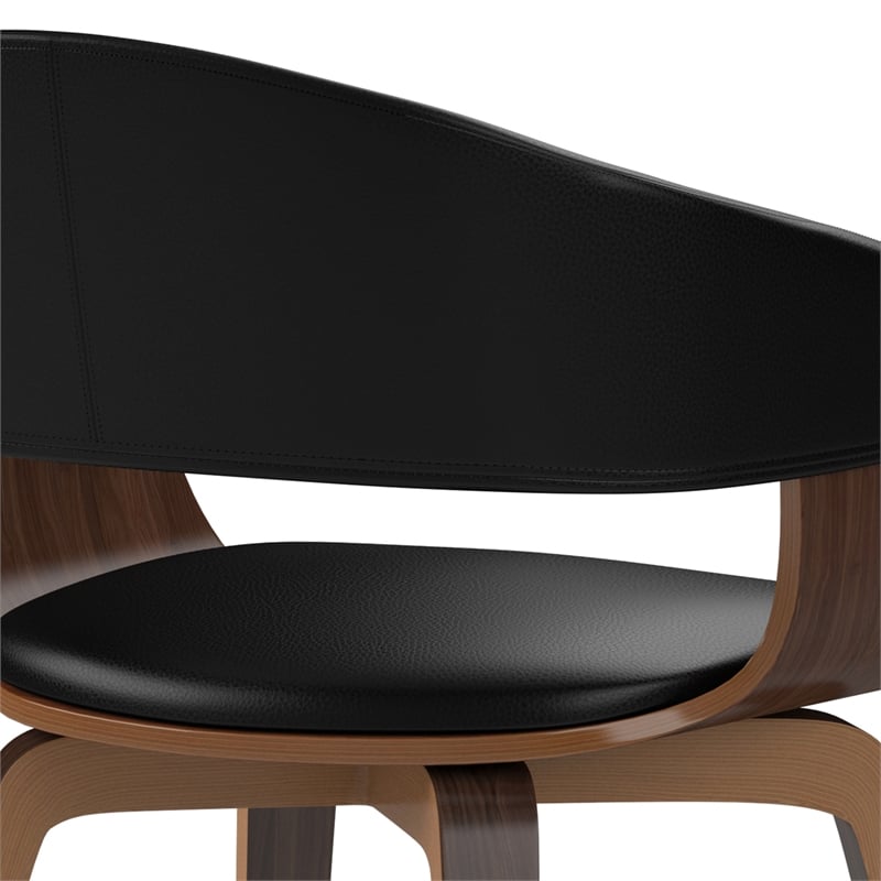 Pemberly Row Mid-Century Bentwood Dining Chair in Black Vegan Faux Leather