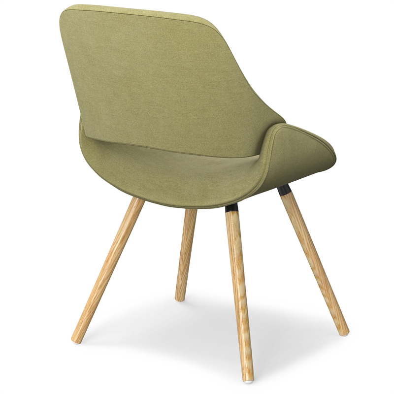 Pemberly Row Bentwood Dining Chair with Light Wood in Acid Green Woven Fabric