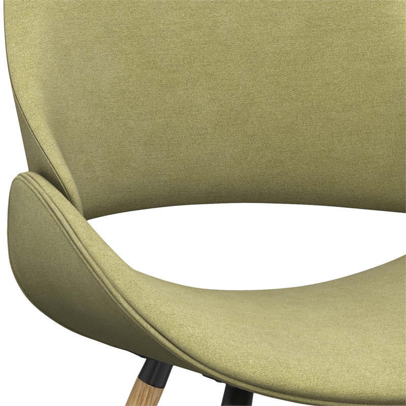 Pemberly Row Bentwood Dining Chair with Light Wood in Acid Green Woven Fabric