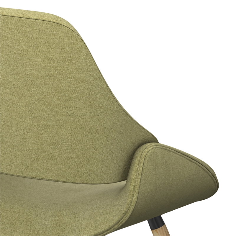 Pemberly Row Bentwood Dining Chair with Light Wood in Acid Green Woven Fabric