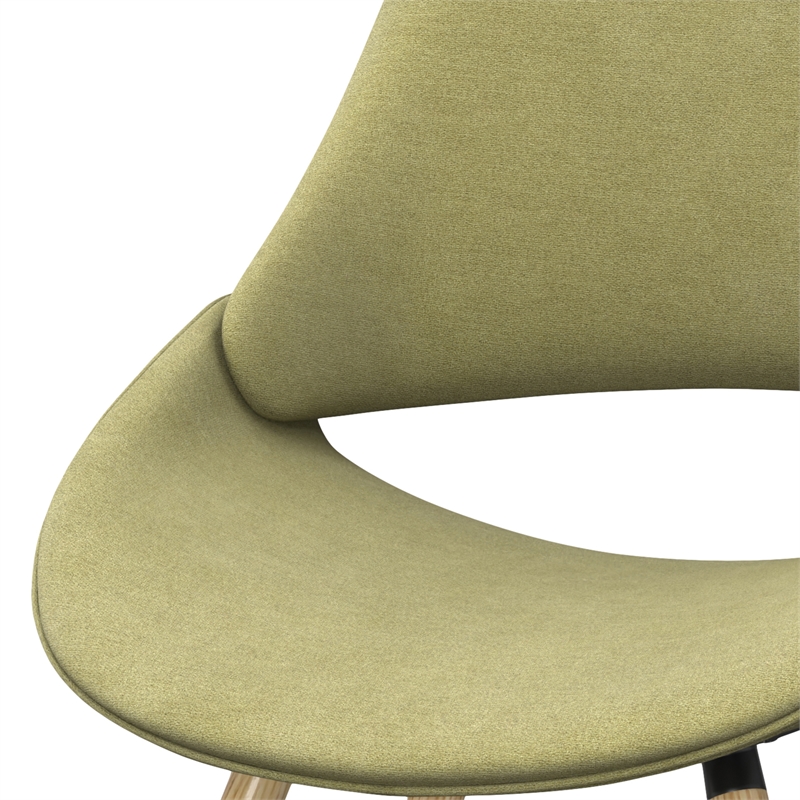 Pemberly Row Bentwood Dining Chair with Light Wood in Acid Green Woven Fabric