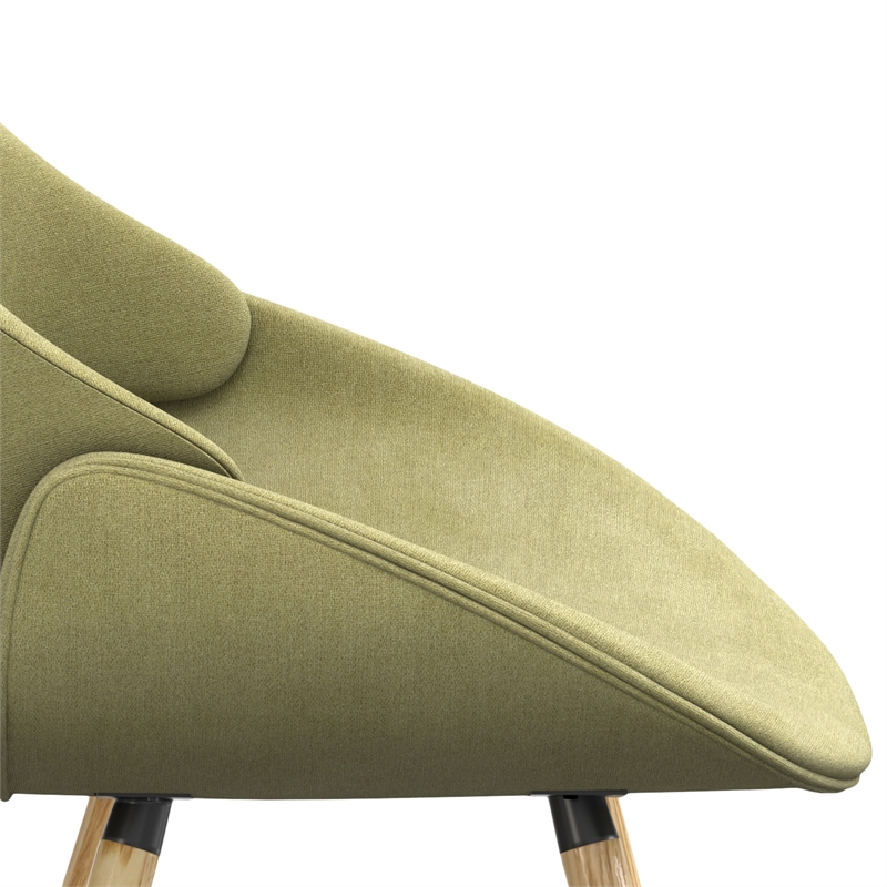 Pemberly Row Bentwood Dining Chair with Light Wood in Acid Green Woven Fabric