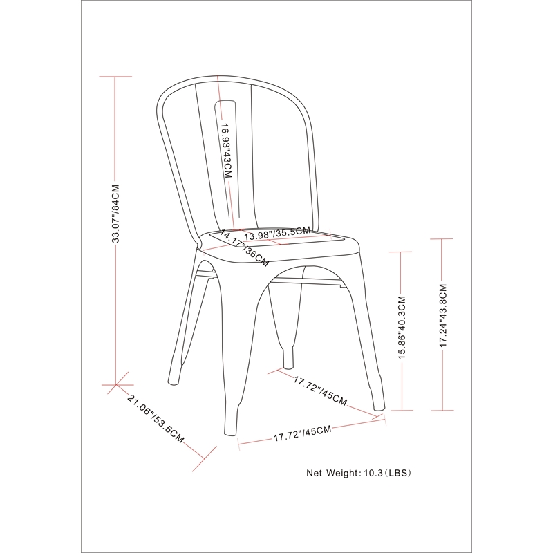 Pemberly Row Industrial Metal Dining Side Chair (Set of 2) in Distressed White