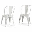 Pemberly Row Industrial Metal Dining Side Chair (Set of 2) in Distressed White