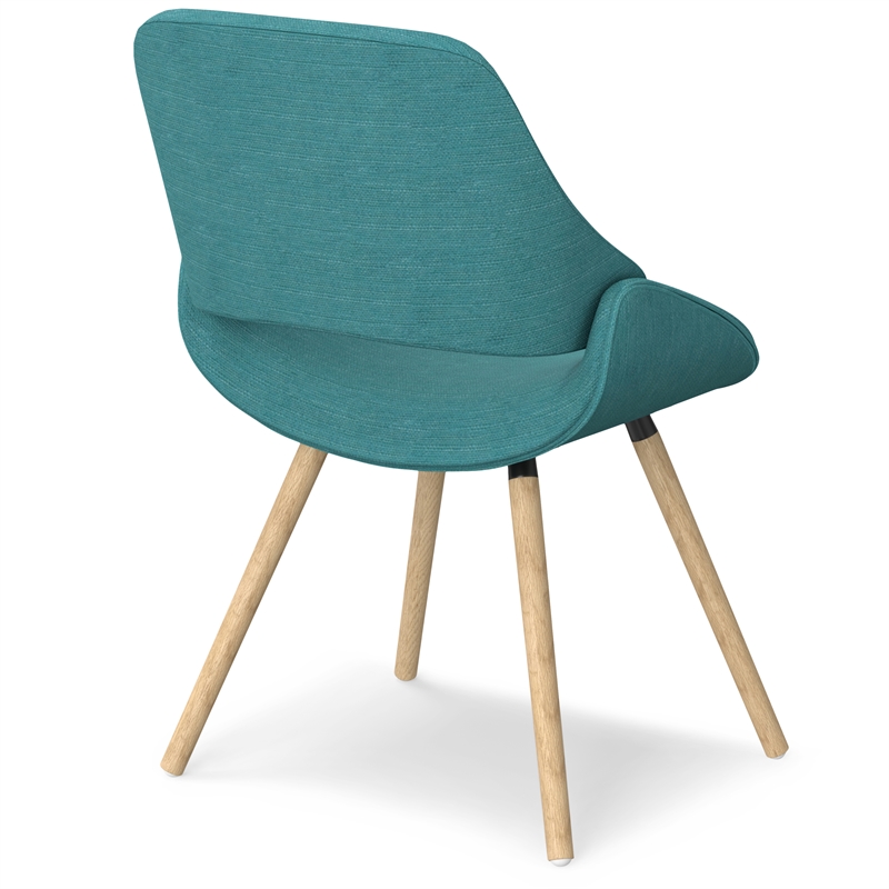 Pemberly Row Bentwood DiningChair with Light Wood in Turquoise Polyester linen