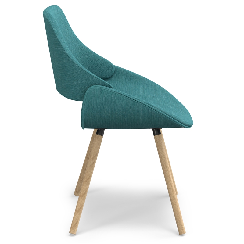 Pemberly Row Bentwood DiningChair with Light Wood in Turquoise Polyester linen
