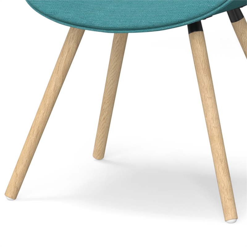 Pemberly Row Bentwood DiningChair with Light Wood in Turquoise Polyester linen