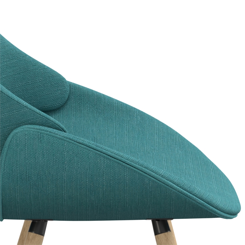 Pemberly Row Bentwood DiningChair with Light Wood in Turquoise Polyester linen