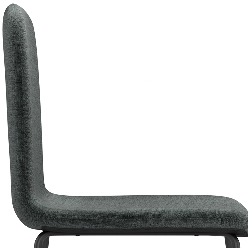 Pemberly Row Contemporary Dining Chair (Set of 2) in Charcoal Grey Woven Fabric