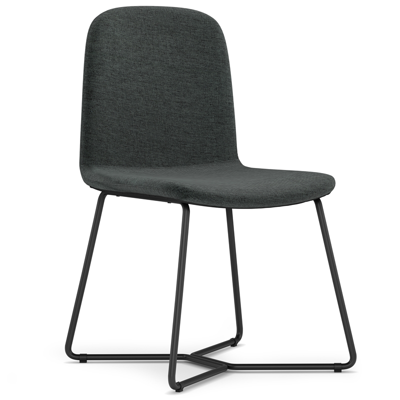 Pemberly Row Contemporary Dining Chair (Set of 2) in Charcoal Grey Woven Fabric