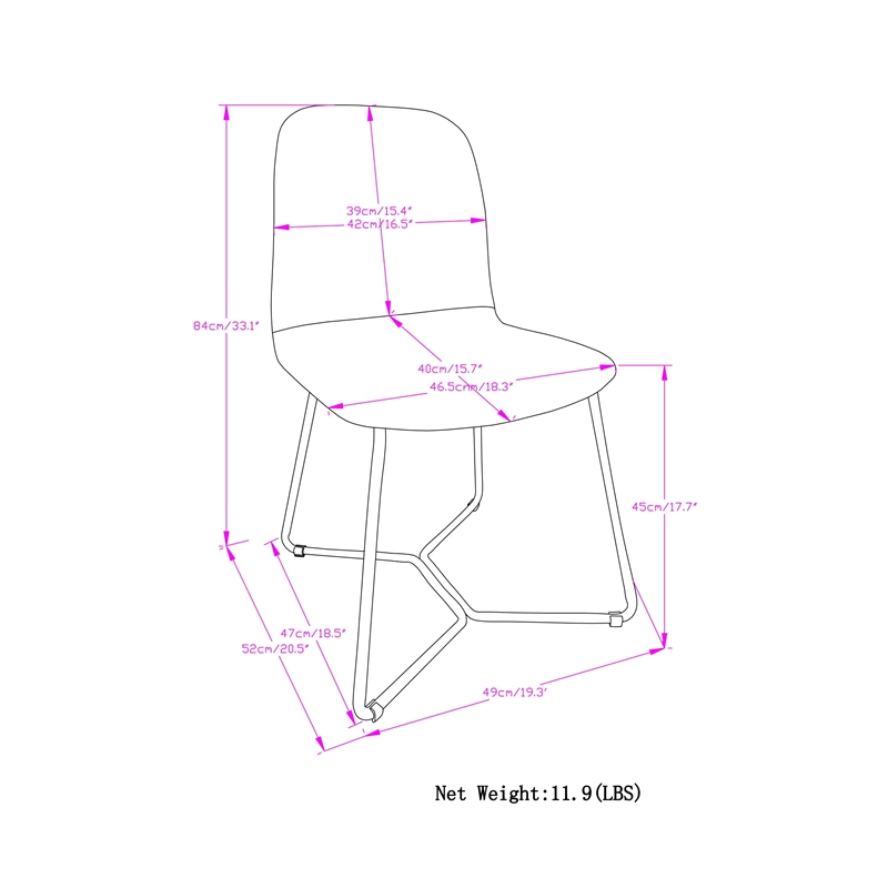 Pemberly Row Contemporary Dining Chair (Set of 2) in Charcoal Grey Woven Fabric