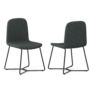 Pemberly Row Contemporary Dining Chair (Set of 2) in Charcoal Grey Woven Fabric
